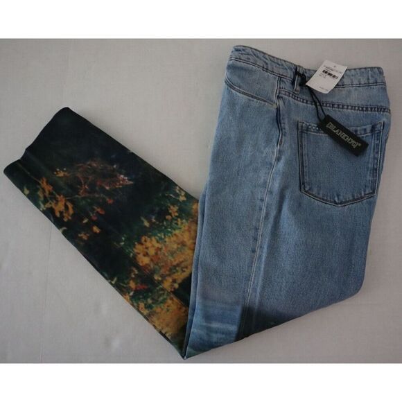BLANKNYC Women's Sz 28 Blue Denim Floral Design Bottoms Hi-Rise Crop Jeans - Picture 8 of 10